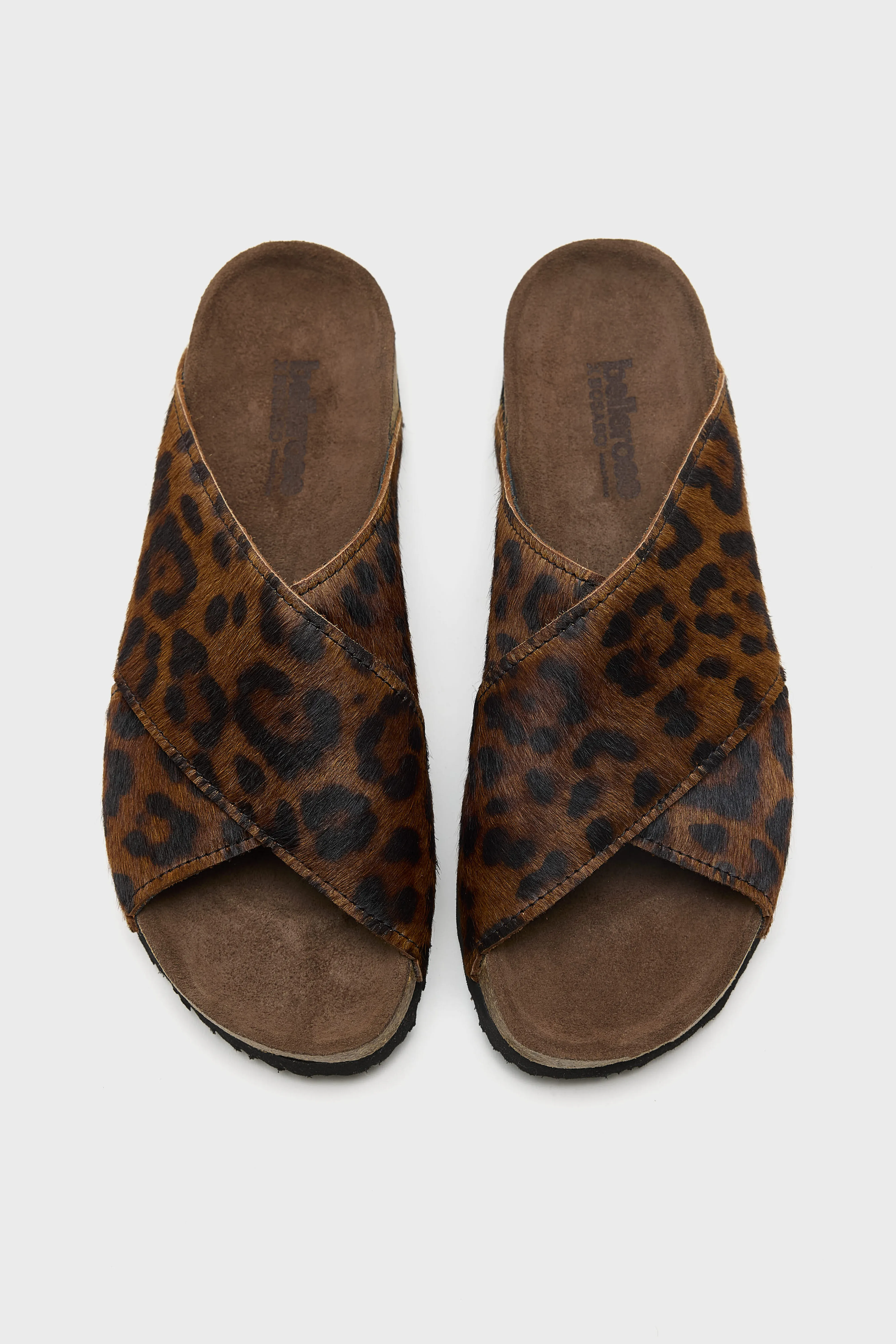 Bellerose Cheetah Ponyhair Cross Sandals  (261 / W / BROWN)