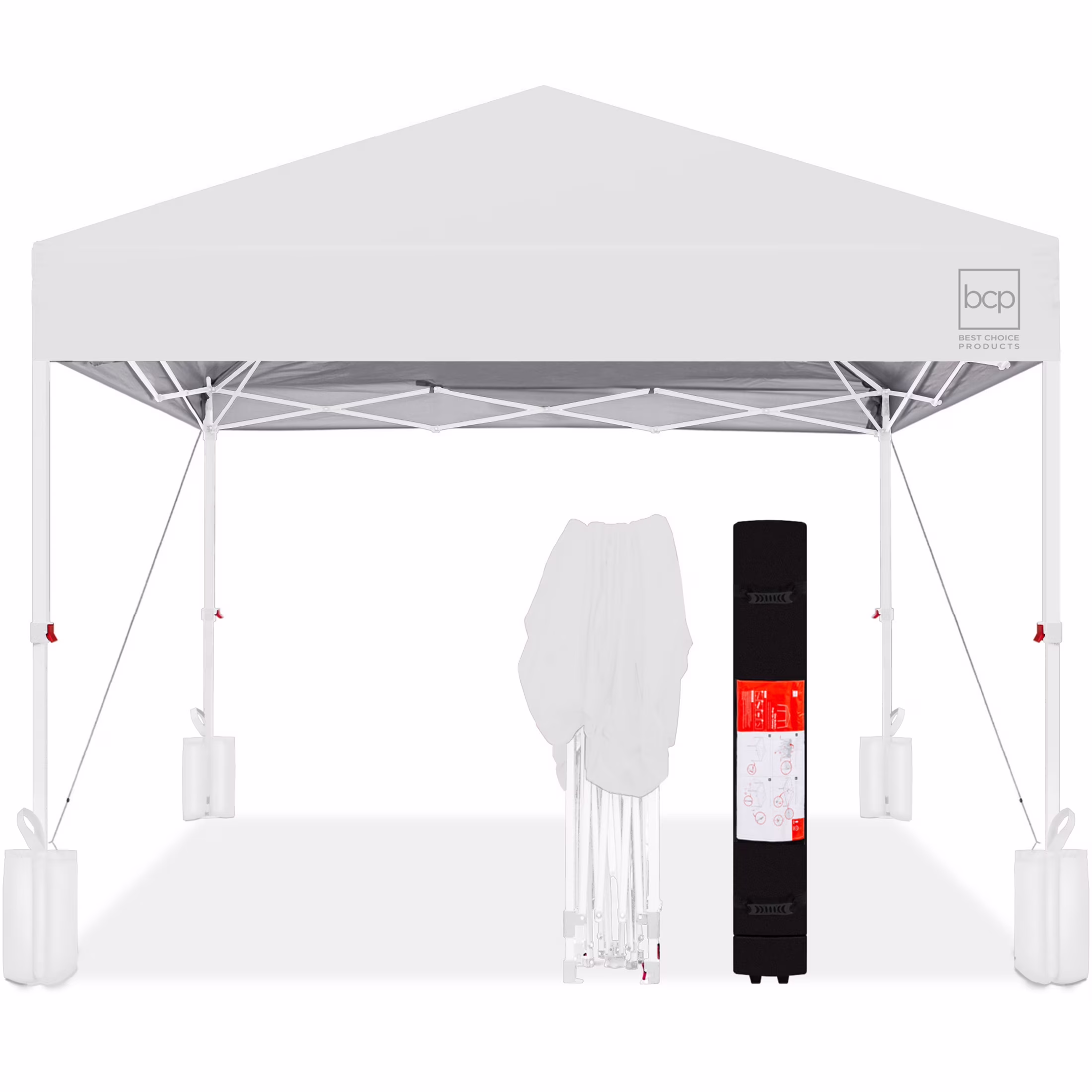 Best Choice Products 10x10ft Easy Setup Pop Up Canopy w/ 1-Button Setup, Wheeled Case, 4 Weight Bags - White - Image 17