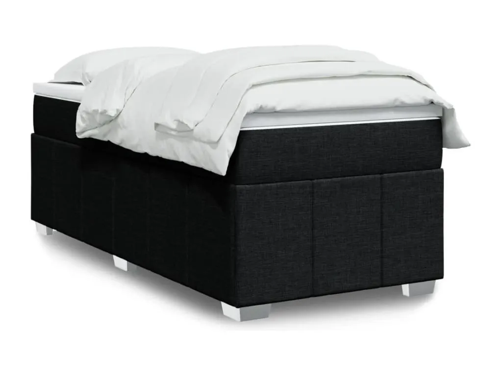 Cama box spring con colchón tela negro 100x200 cm uwx3520740
