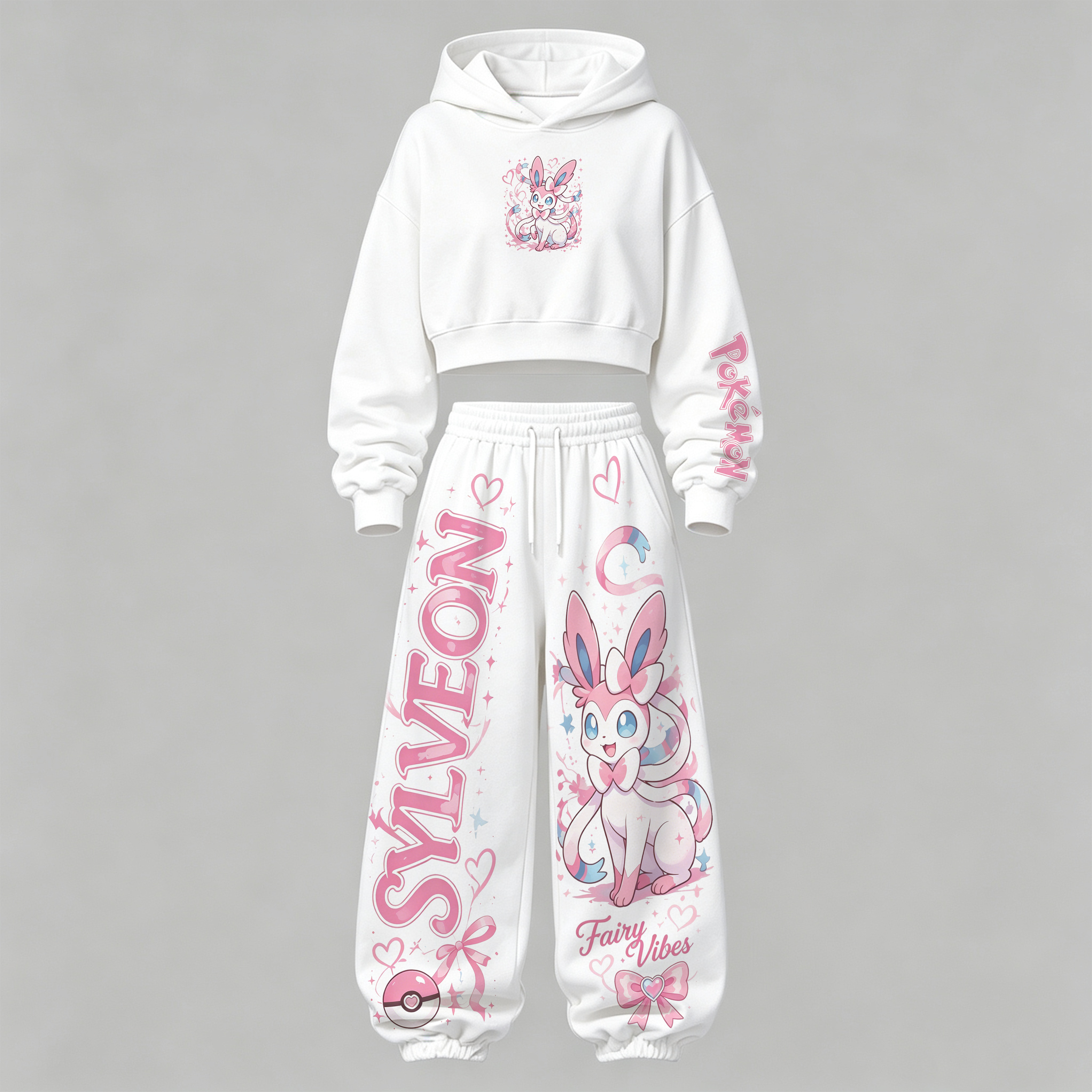 Pokémon Cropped Long Sleeve Hoodie & High Waist Jogger Pants Two Piece TeeThreads Sustain the Scene with Custom Apparel