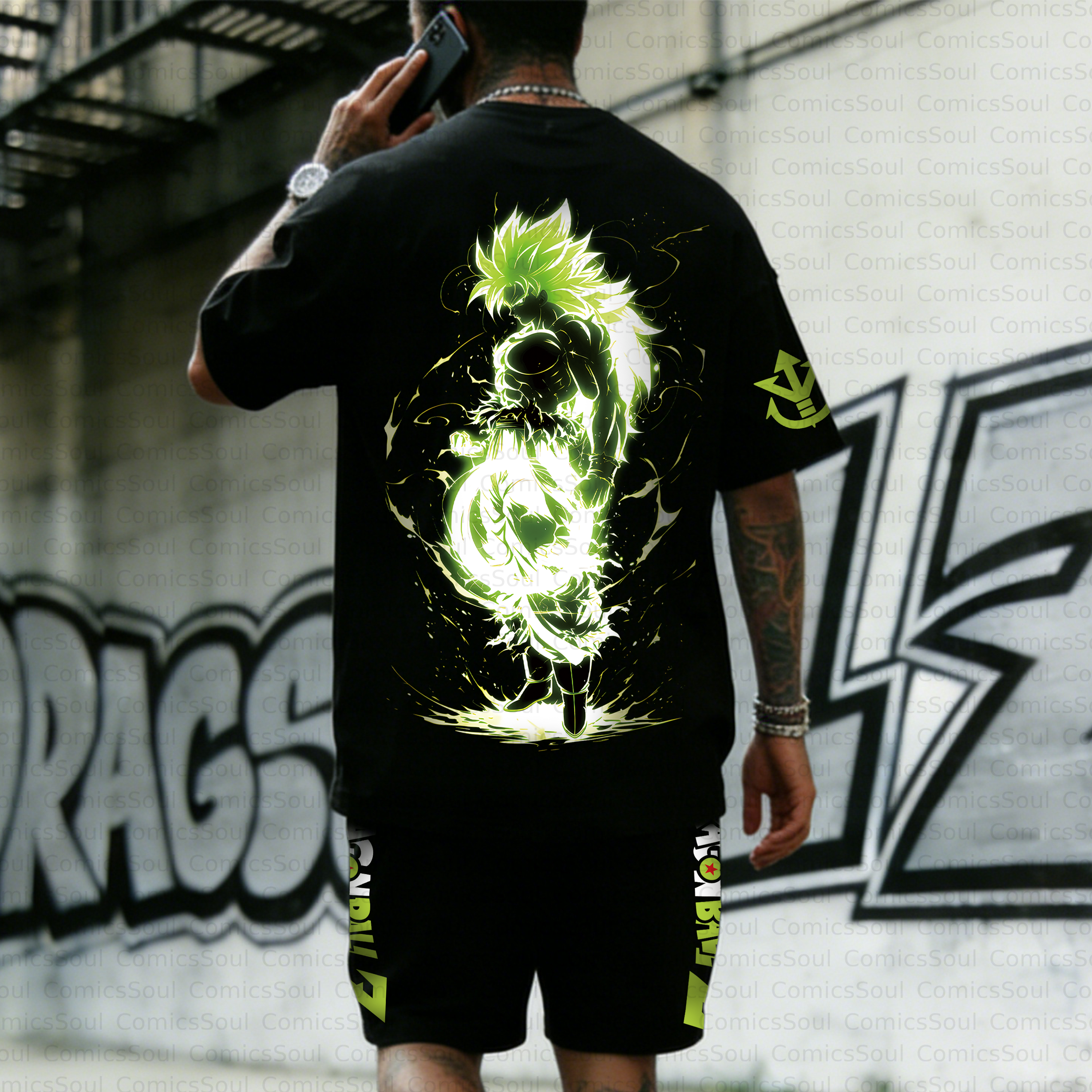 Unisex Anime Inspired Vintage T-shirt& Shorts 2 Pieces Set