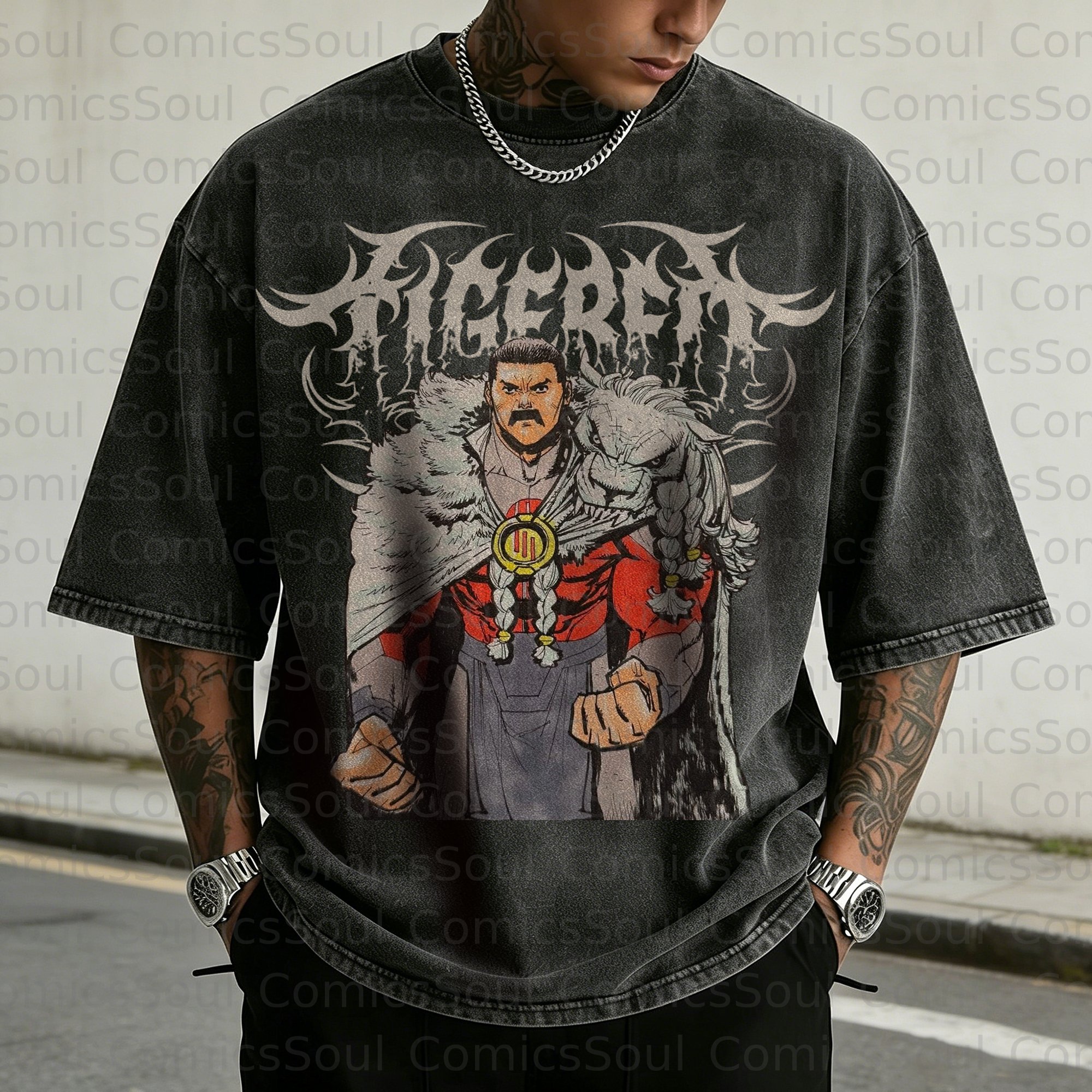 Unisex Anime Inspired Vintage Washed T-Shirt