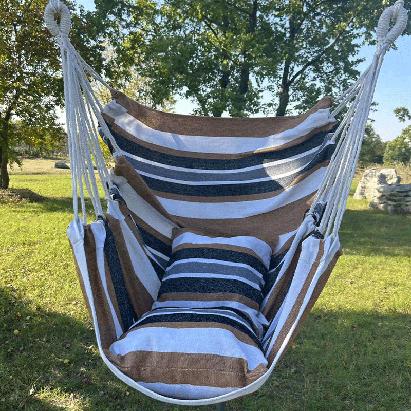 Comfortable Cotton Hammock Chair for Camping and Indoor Can Hold up to 250 Lbs Outdoor Canvas Hammock Chair