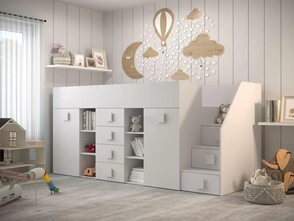 Litera Prietocasa 366 Individuales Blanco 90x200 Aglomerado laminado Somieres 94cm