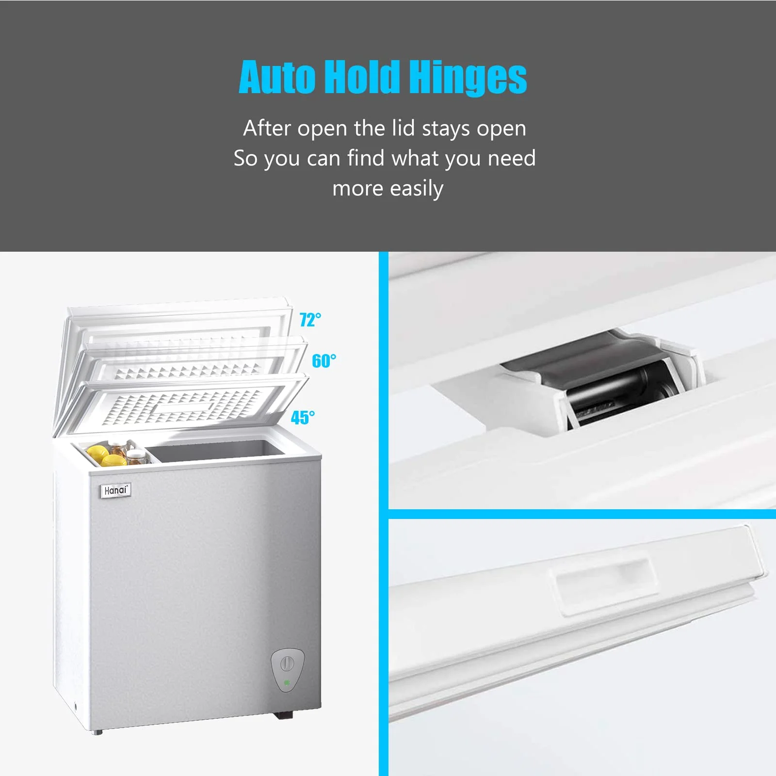 5.0 Cubic Chest Freezer - Compact Deep Freezer with Top Open Door and Removable Storage Basket, 7 Gears Temperature Control, Energy Saving, for Office Dorm or Apartment - Image 6