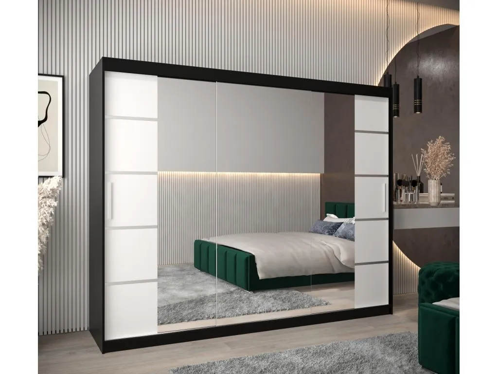 ARMARIO Hogarmini 4 DE PUERTAS CORREDERAS 200/250/62 3 puertas (negro/blanco) gyxa23429