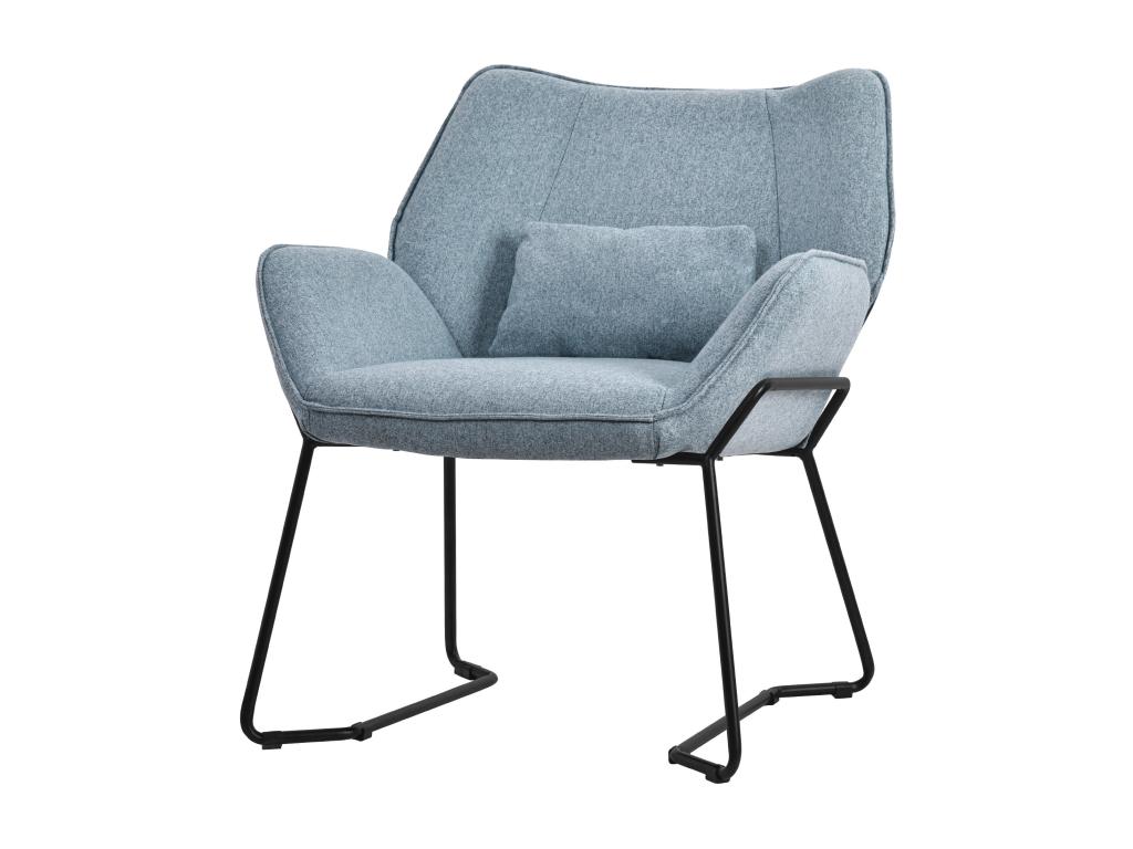 Homelyvo sillón de salón azul - sillón de salón con tapicería de lino y pies de metal negro moderno