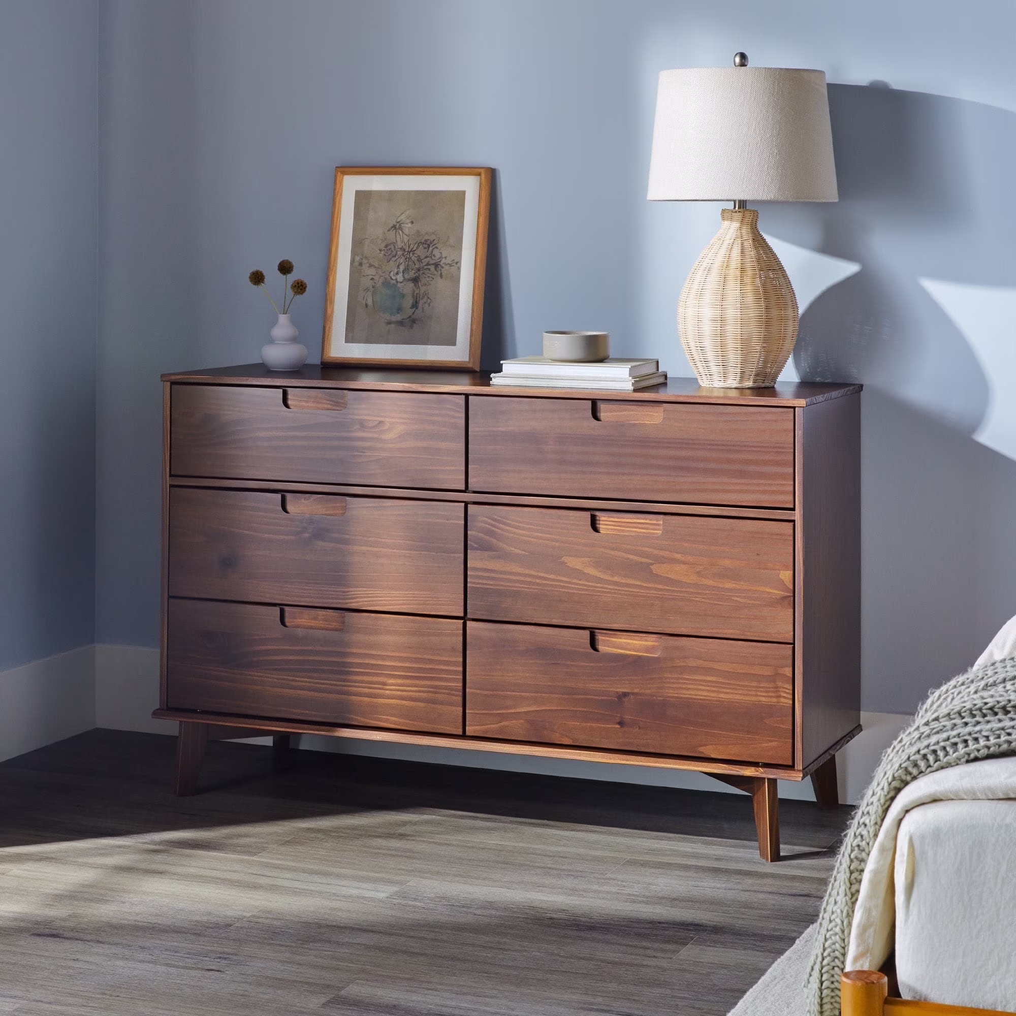 Walker Edison Sonoma 6-Drawer Solid Wood Caramel Dresser - Image 5