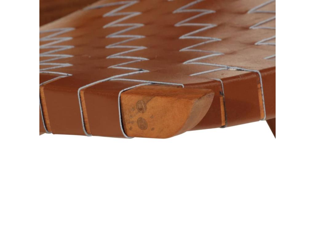 Sillón Homelyvo plegable de piel auténtica marrón