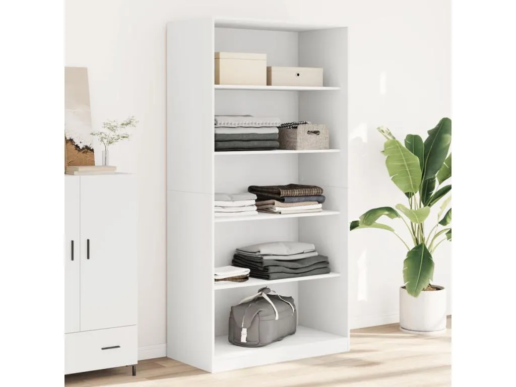 Armario de madera contrachapada blanco 100x50x200 cm