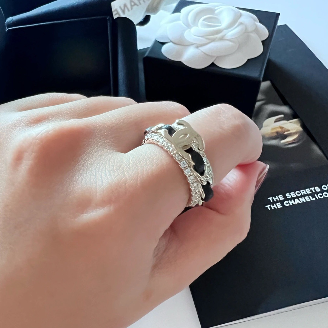 Chanel Black Leather Coco Ring - Original Replica Club