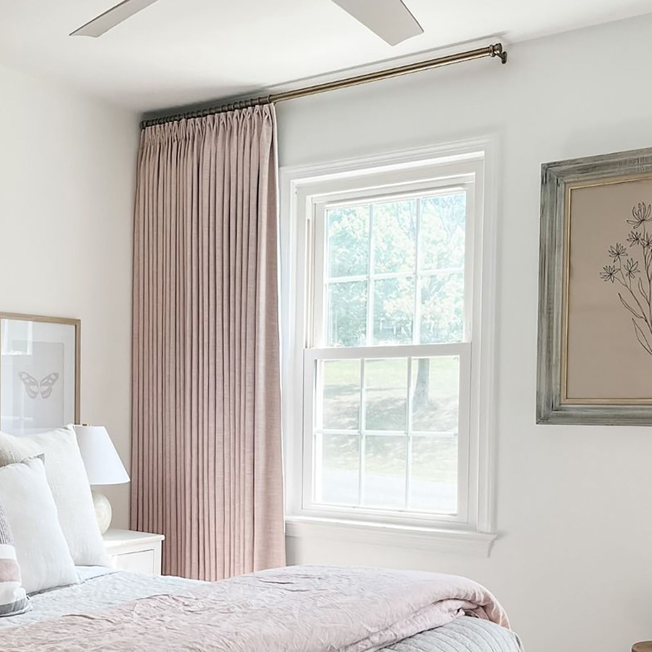 Natural Elegant Pink Linen Touch Blackout Curtains Pinch Pleated Drapes for Living Room Bedroom Home Decor