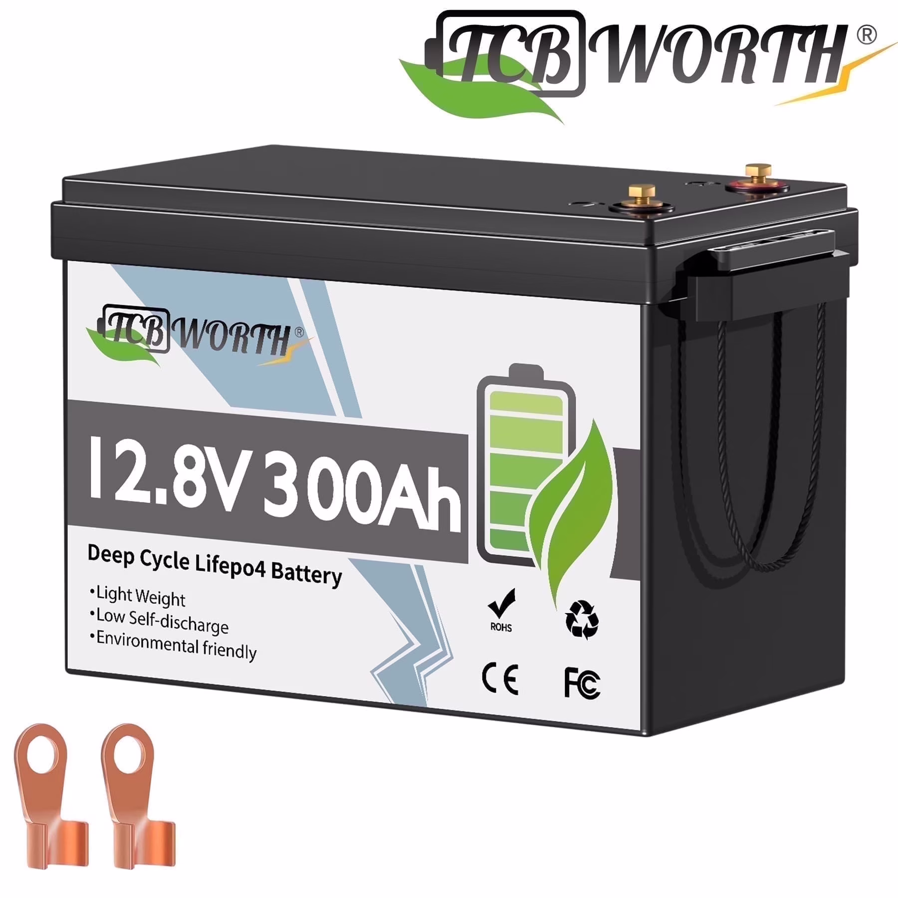 12V 300ah LiFePO4 Battery, TCBWORTH Lithium Batteries for RV, Solar, Trolling Motors, Marine, Van, Camping, Home Energy Storage, Off - Grid, Built in 200A BMS, 15000+ Deep Cycles