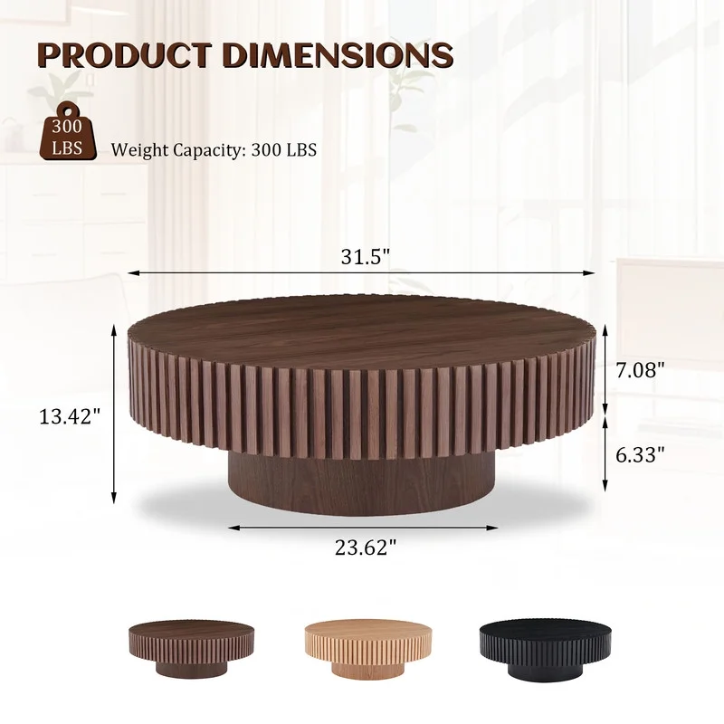 FFH 43.7 inch Oval Coffee Table for Living Room,Handcraft Rustic Corner Coffee Table Nature Wood Relief Sturdy Pedestal for Apartmen,Side Table Centre Table,Nature Wood - Image 37