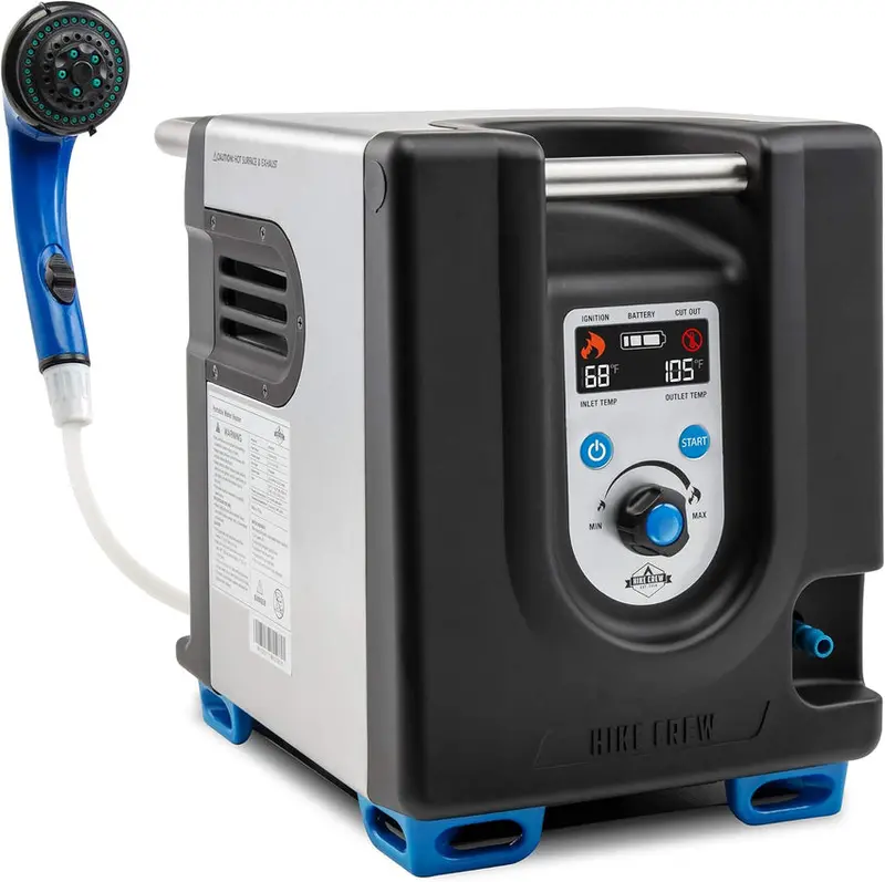 Portable Propane Water Heater And Shower Pump With LCD Display And Carry Case