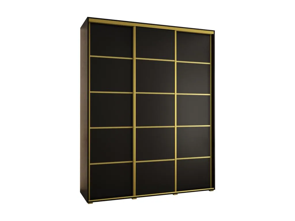 Armario Davos 4 corredero 235,2x200x45 cm 3 puertas elegante en negro y oro yrd2916759