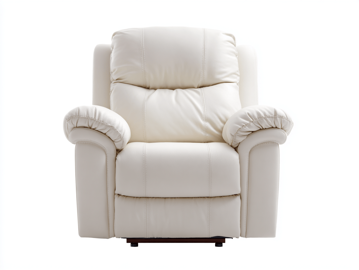 Sillón reclinable de cuero blanco con reposabrazos 90×90×100 cm – estilo moderno