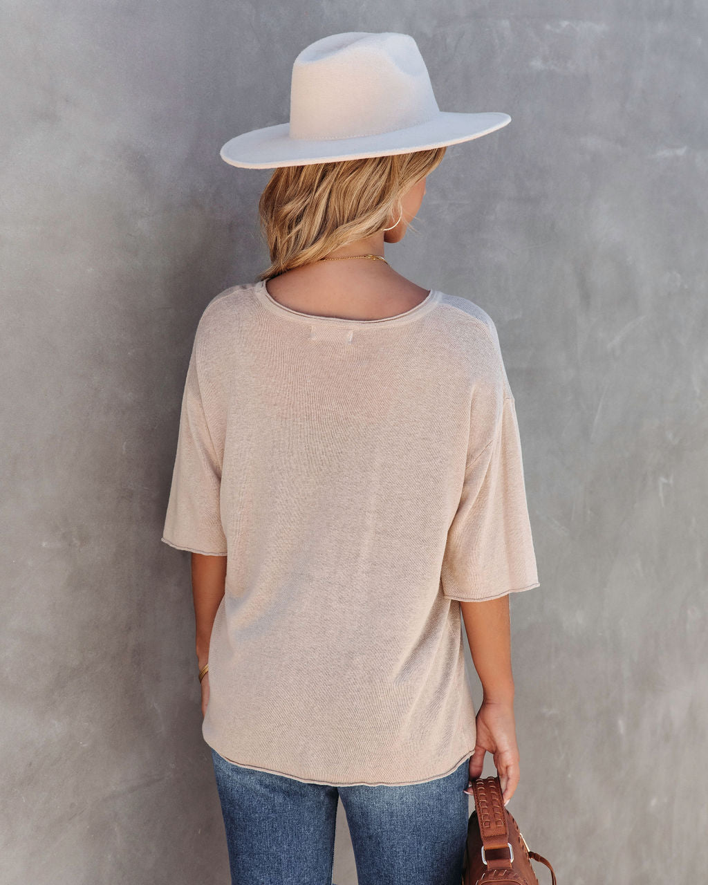 Abigail Knit Relaxed Short Sleeve Top - Mocha - Se7enfashion