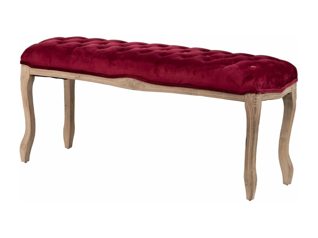 Pie Cama Velvet Capitone Patas Madera 110x36x47 Cm