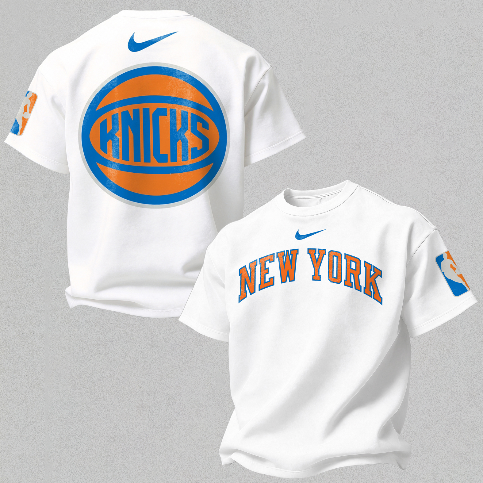 Vintage NYC Style Blue and Orange Graphic Printed Oversized Unisex T-shirt