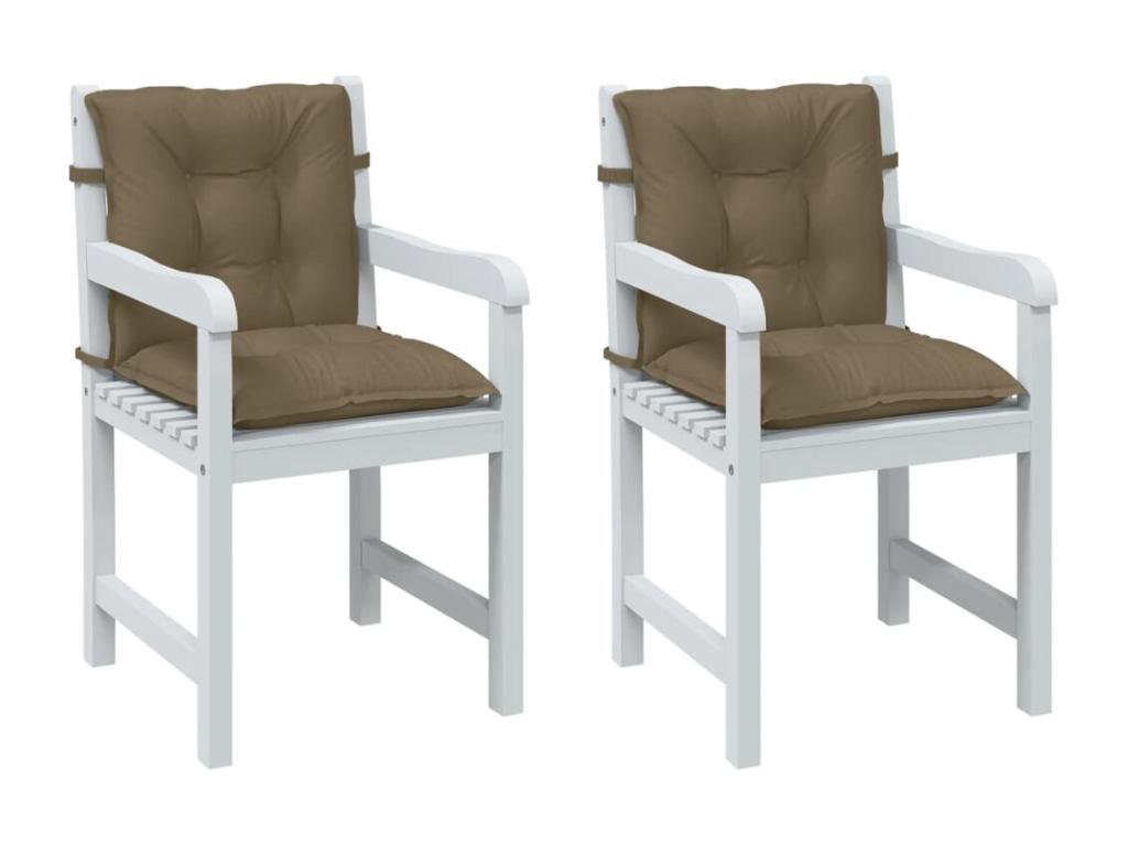 Cojines silla respaldo bajo 2 ud tela taupe melange 100x50x7 cm