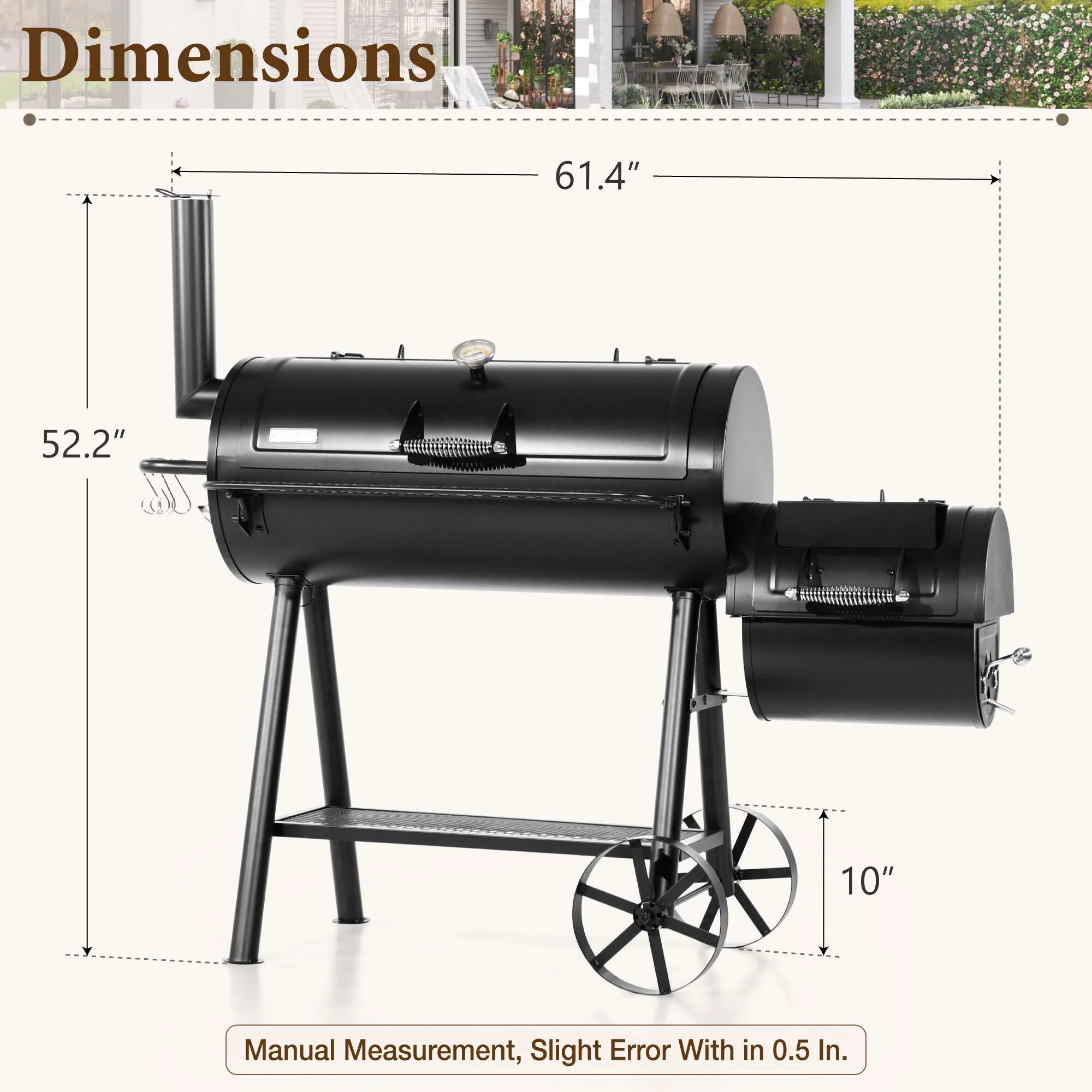 Summit Living Charcoal Grill with Offset Smoker 941 sq.in. Extra Large BBQ Grill Black - Image 11