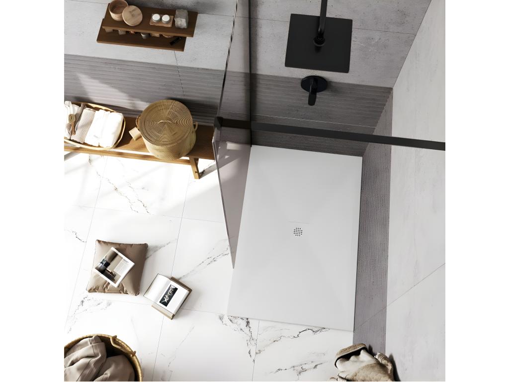 Plato de ducha pizarra DEXA CREMA 80x130 cm rejilla inox