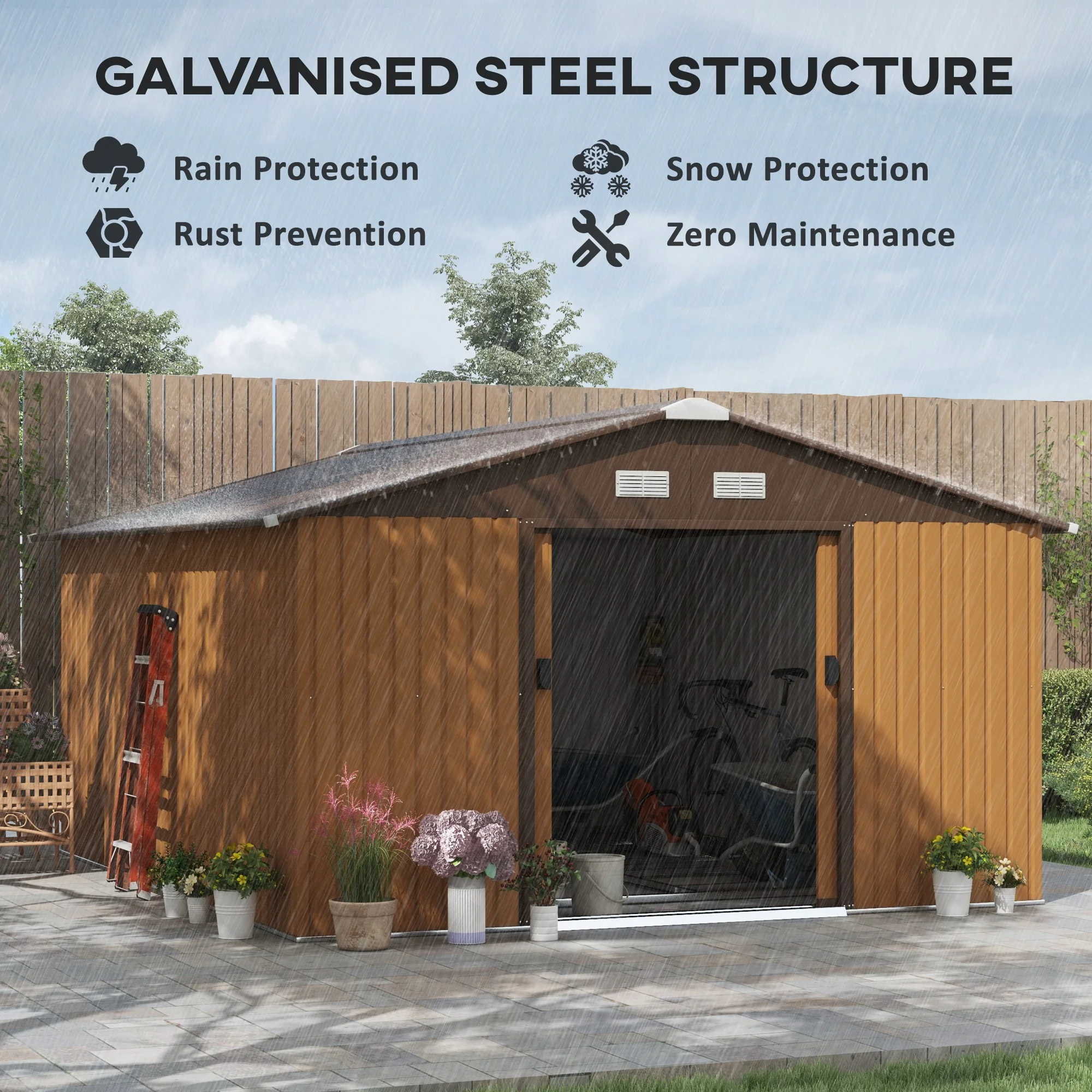 Outsunny 7' x 4' Metal Storage Shed Organizer, Garden Tool House with 4 Vents and 2 Sliding Doors for Backyard, Patio, Garage, Lawn, Dark Gray - Image 28