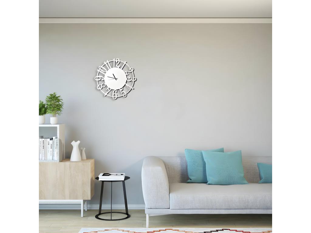 Reloj de Pared Números, Blanco, 50x1,5x50 cm, Hogarlujo