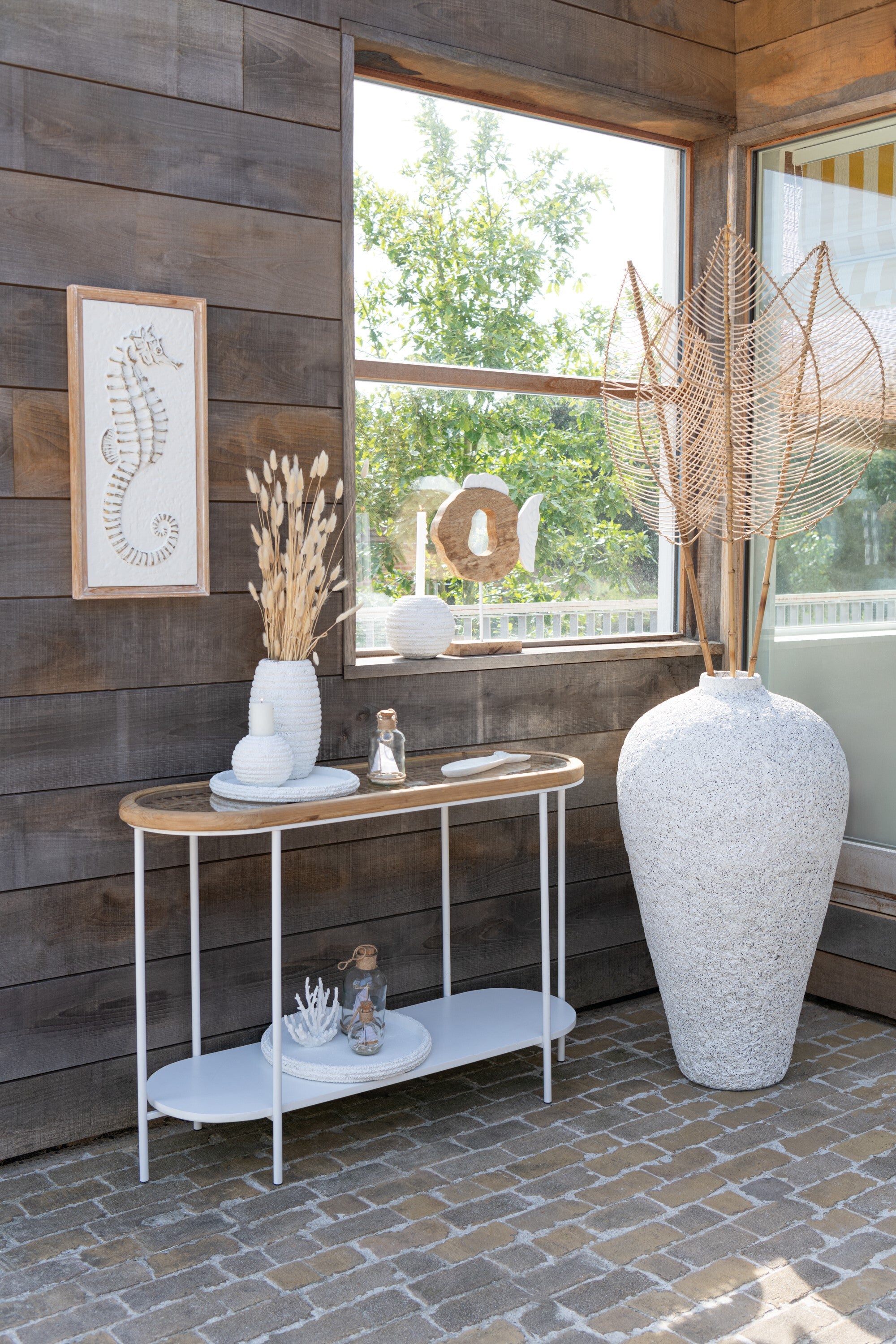 J-Line vaas Livy - glas - groen wit transparant - large - 37