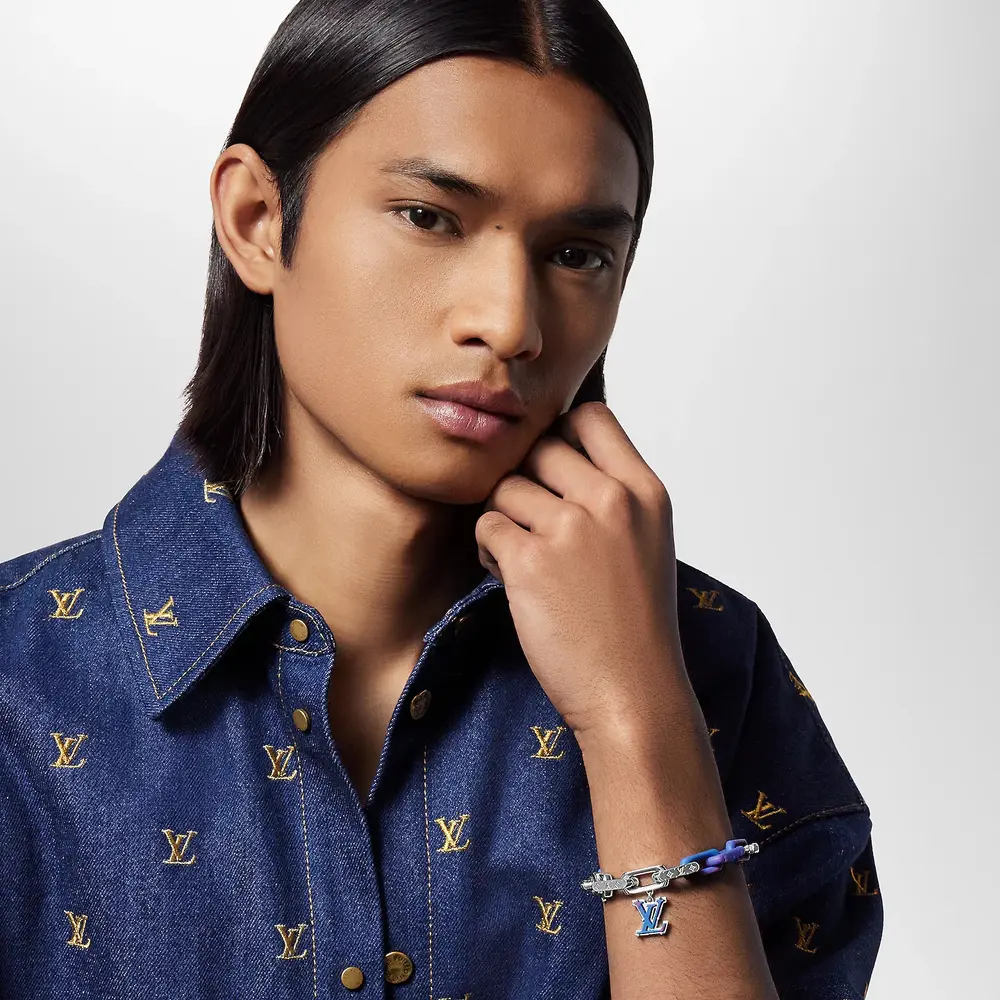 Louis Vuitton Blue Color Rendering Men's Monogram Bracelet - Original Replica Club