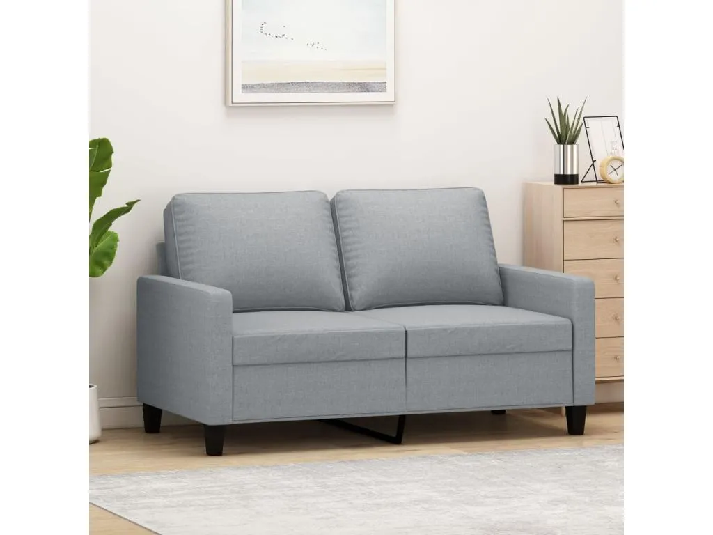 Sofá de 2 plazas de tela gris claro 120 cm GJBF09314
