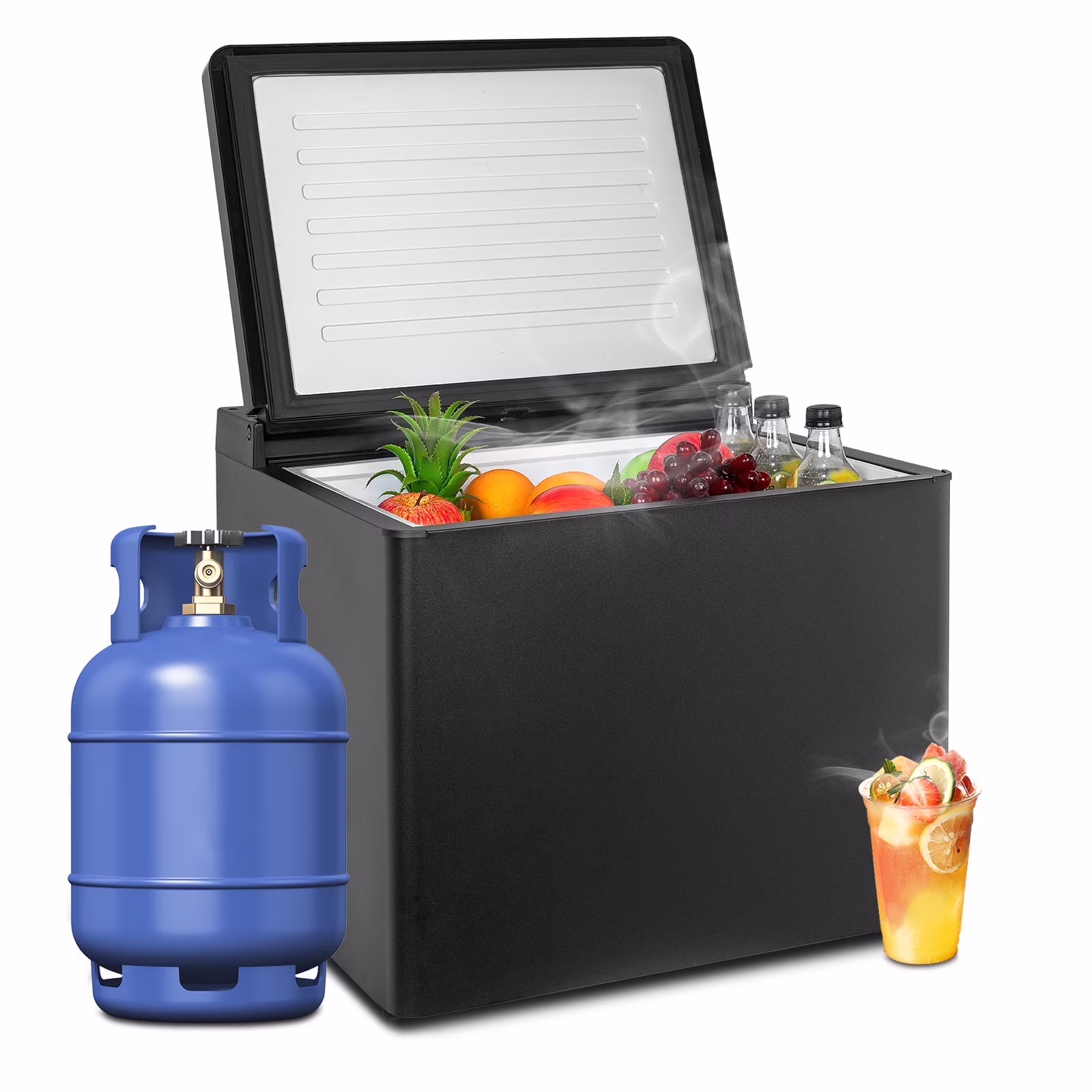 Smeta Chest Freezer LPG/12V/110-120V Refrigerator Outdoor Travel Fridge 1.6 Cu ft Indoor Car