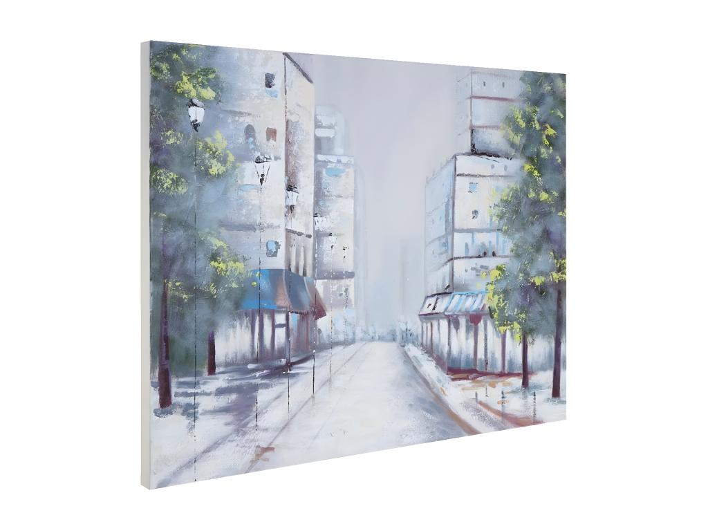 Pintura al óleo pueblo pintado a mano