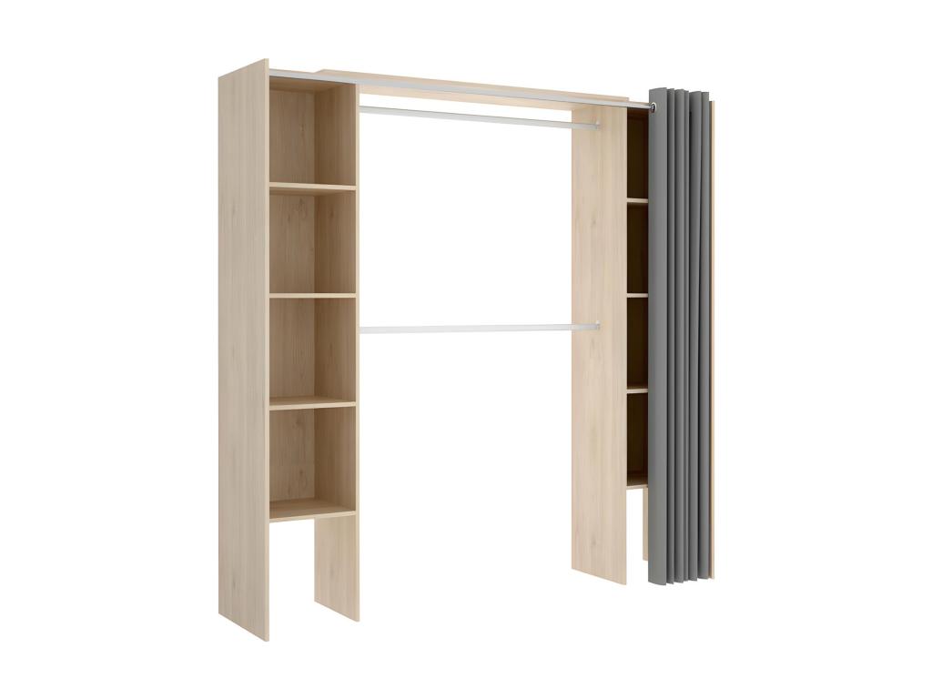 Armario ropero extensible con 2 estanterías - roble