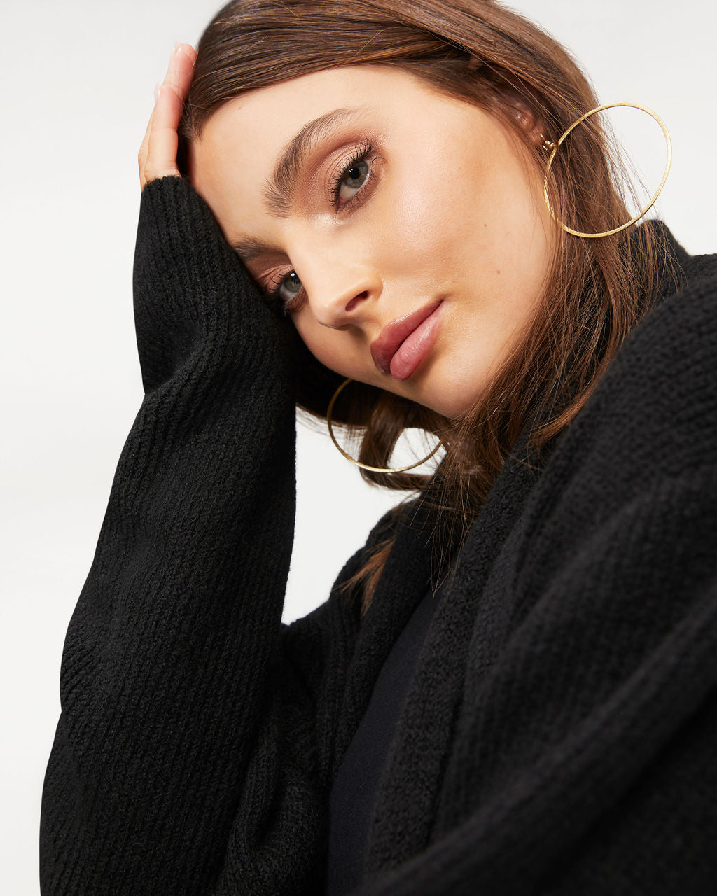 Lana Pocketed Duster Cardigan - Black - Se7enfashion