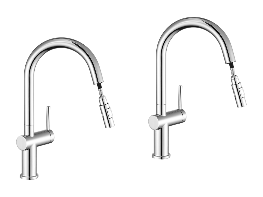 2PCS Mezclador de Cocina Ducha Extraíble,Decoromantico ,con 2 Funciones Grifo de Cocina Giratorio 360°,Acero Inoxidable,Agua Fría y Caliente,Cromado