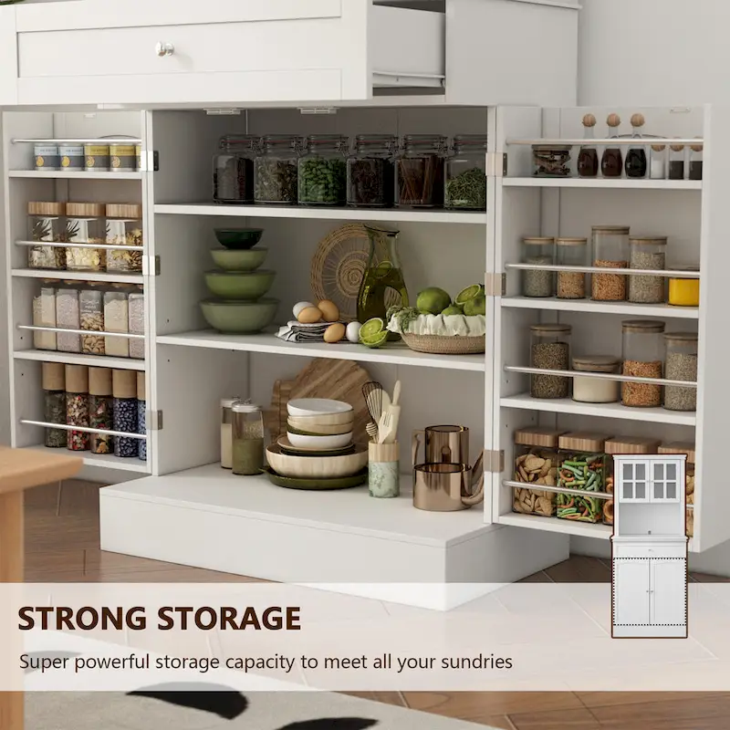 Spacious Kitchen Cabinet with Microwave Space - 30W x 69.3H