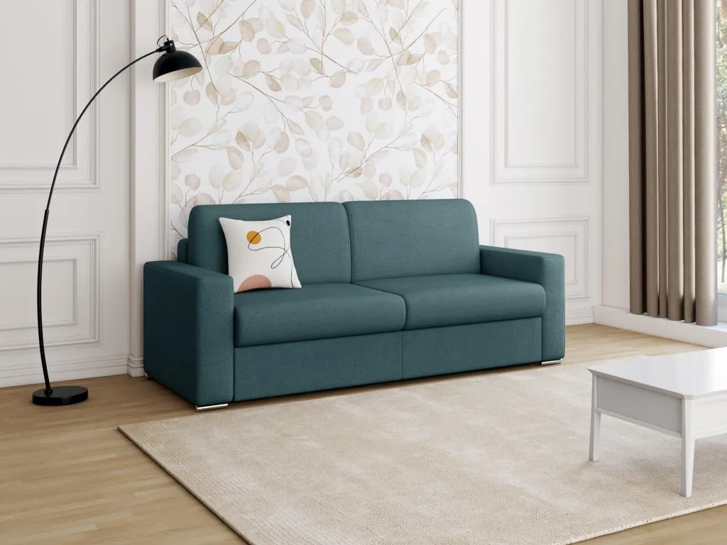 Sofá cama de apertura rápida 4 plazas de tela Luxmbls - Azul - Cama 160 cm - Colchón 18 cm IUJB08738