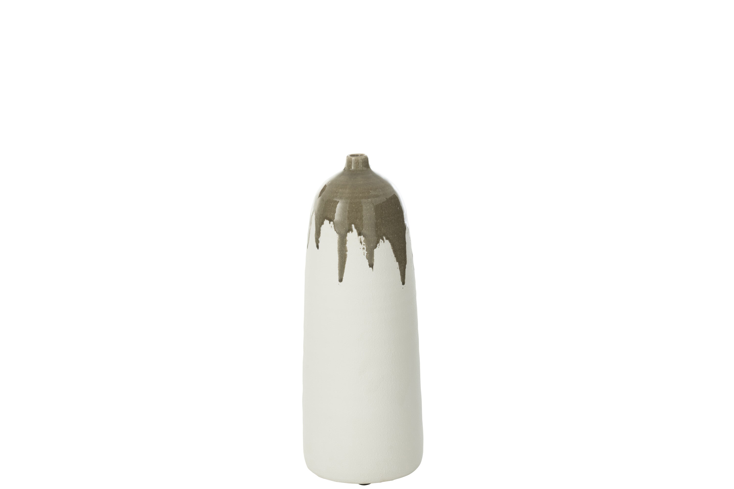 J-Line vaas Olea Fles - olijfgroen wit - small - 47 cm hoog