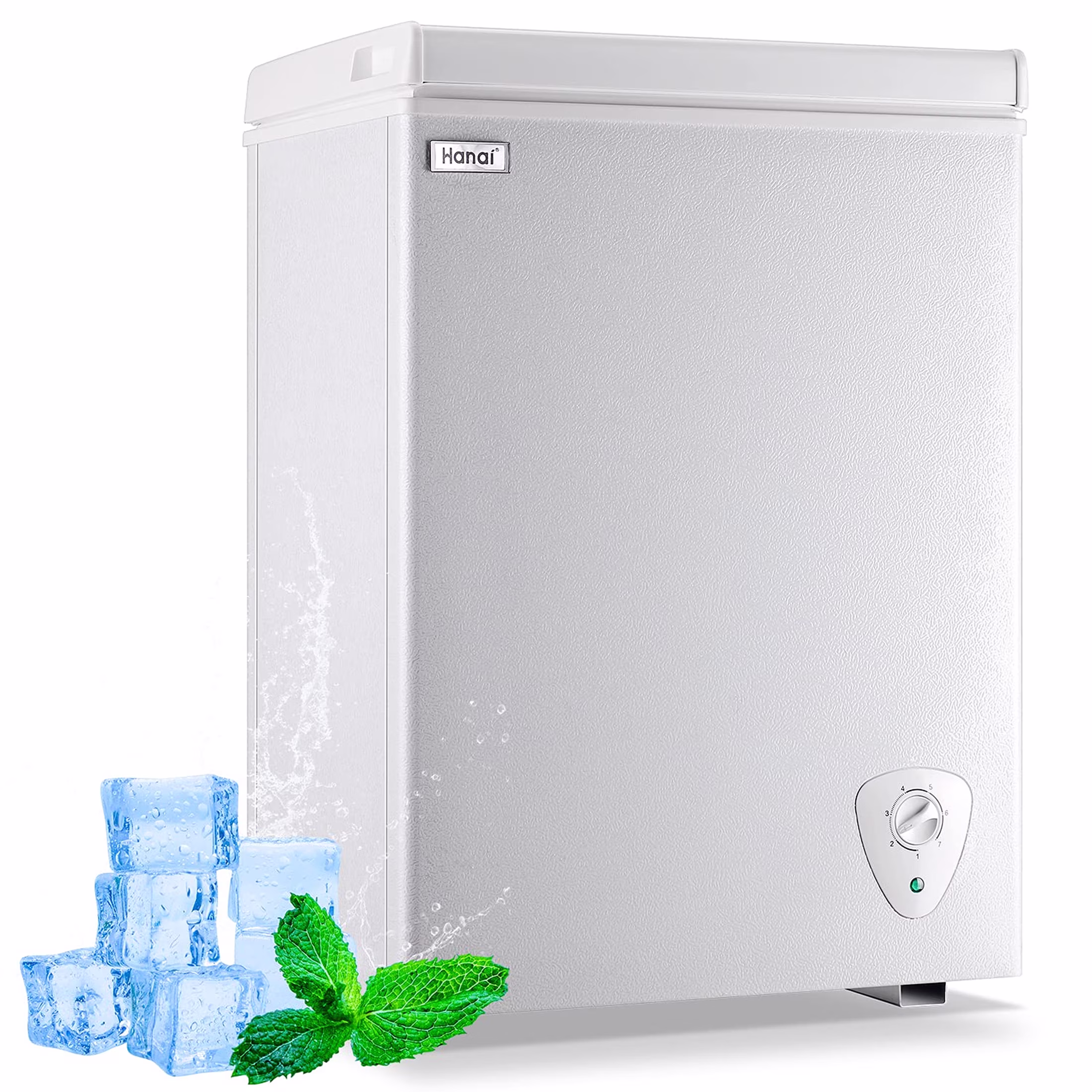 3.5 Cubic Chest Freezer, Compact Deep Freezer with Top Open Door and Removable Storage Basket, 7 Gears Temperature Control, Energy Saving, for Office Dorm or Apartment