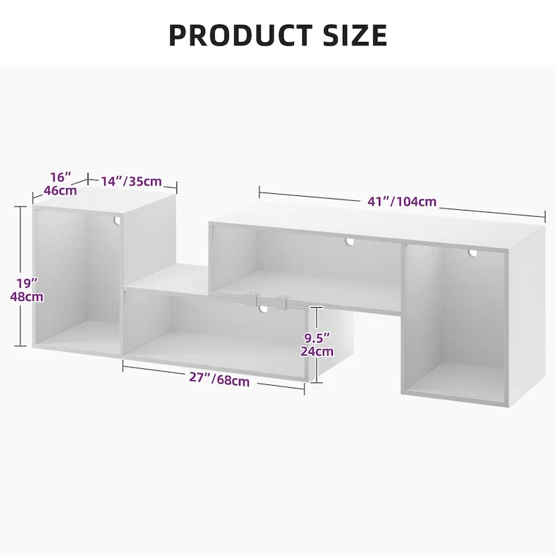 Modern Modular TV Stand with LED Lighting & Open Storage