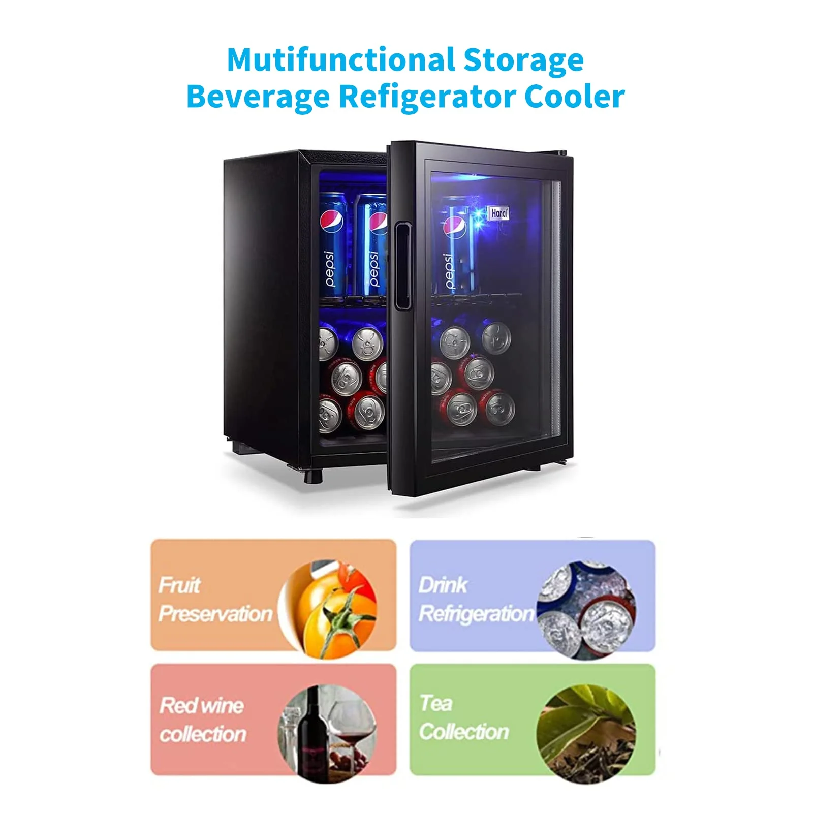 62-Can Beverage Cooler and Refrigerator, Small Mini Fridge for Home, Office or Bar with Glass Door and Adjustable Removable Shelves-Perfect for Soda Beer or Wine, Stainless Steel, 1.6 Cu.Ft. - Image 2
