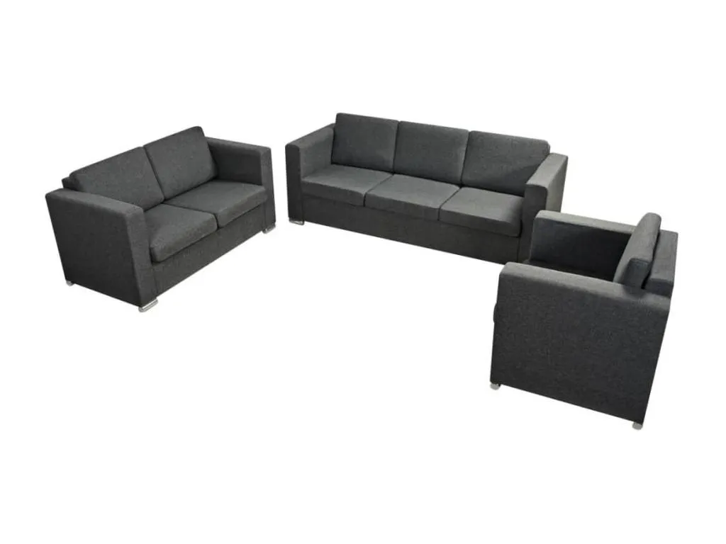 Conjunto de 3 sofás tapizados en tela gris oscuro IO3221412