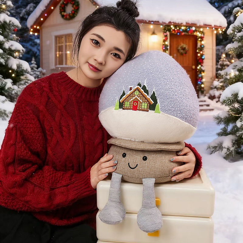 Ute Christmas Reindeer Elk Bell Shaped Plush Throw Pillow Fluffy Curly Sherpa Xmas Stuffed Cushion Holiday Decor Plush Toy Gift
