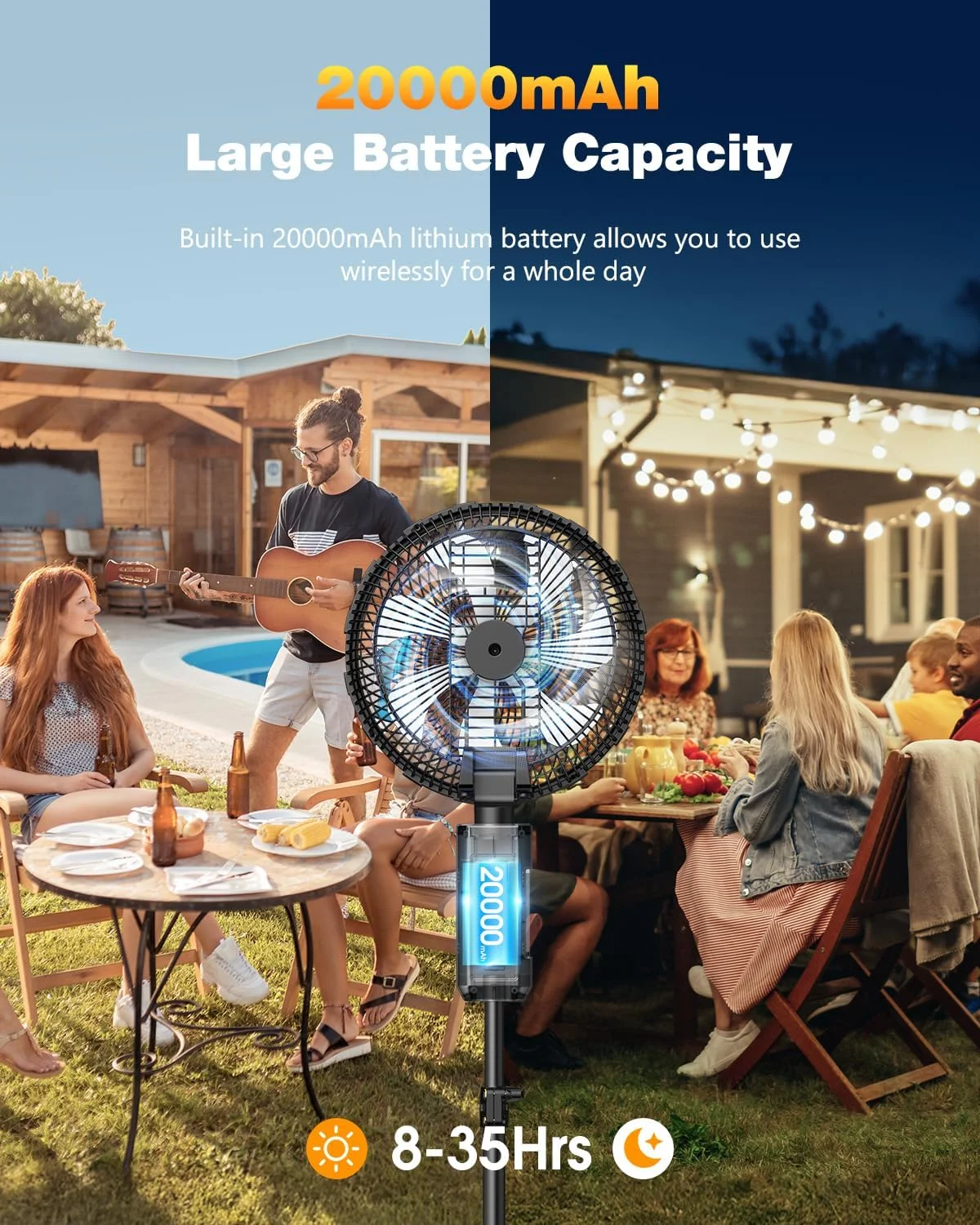 Portable fan products, 20000mAh 12-inch outdoor misting fan, suitable for outdoor patios - Image 5