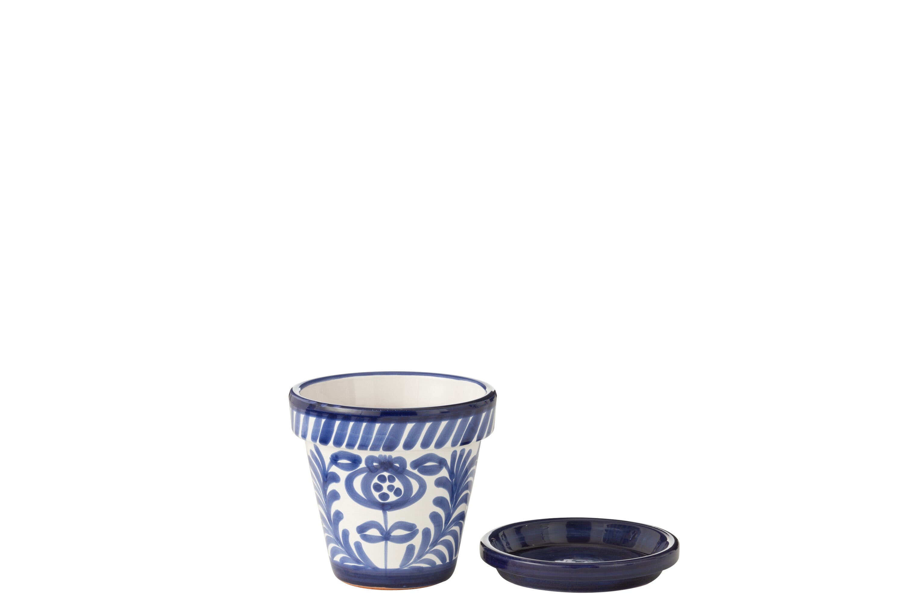 J-Line bloempot Granada Handmade + Painted - keramiek - blauw - small