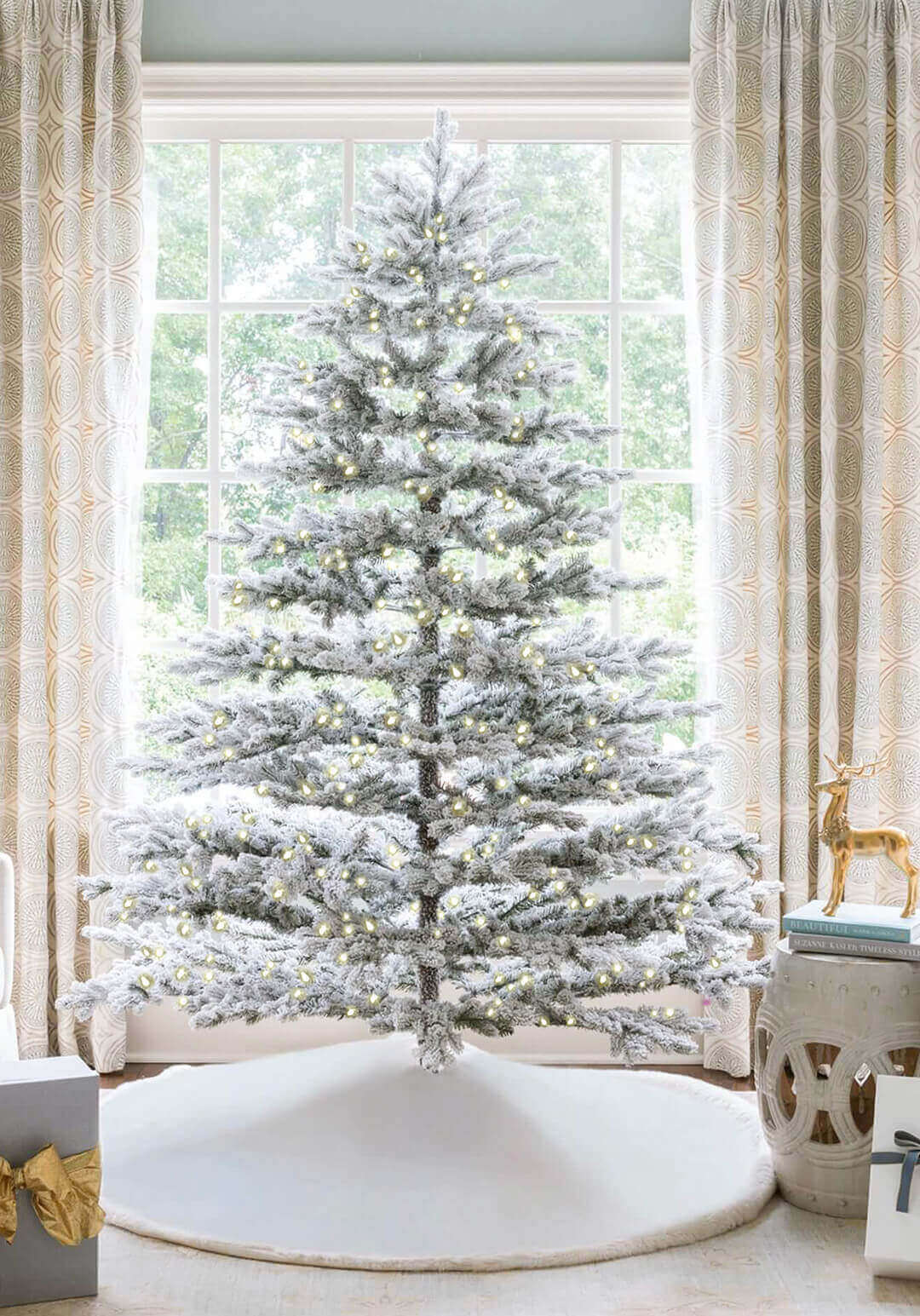 WAYFAIR 7.5' Rushmore Flock Artificial Christmas Tree 750 Warm White Led Lights