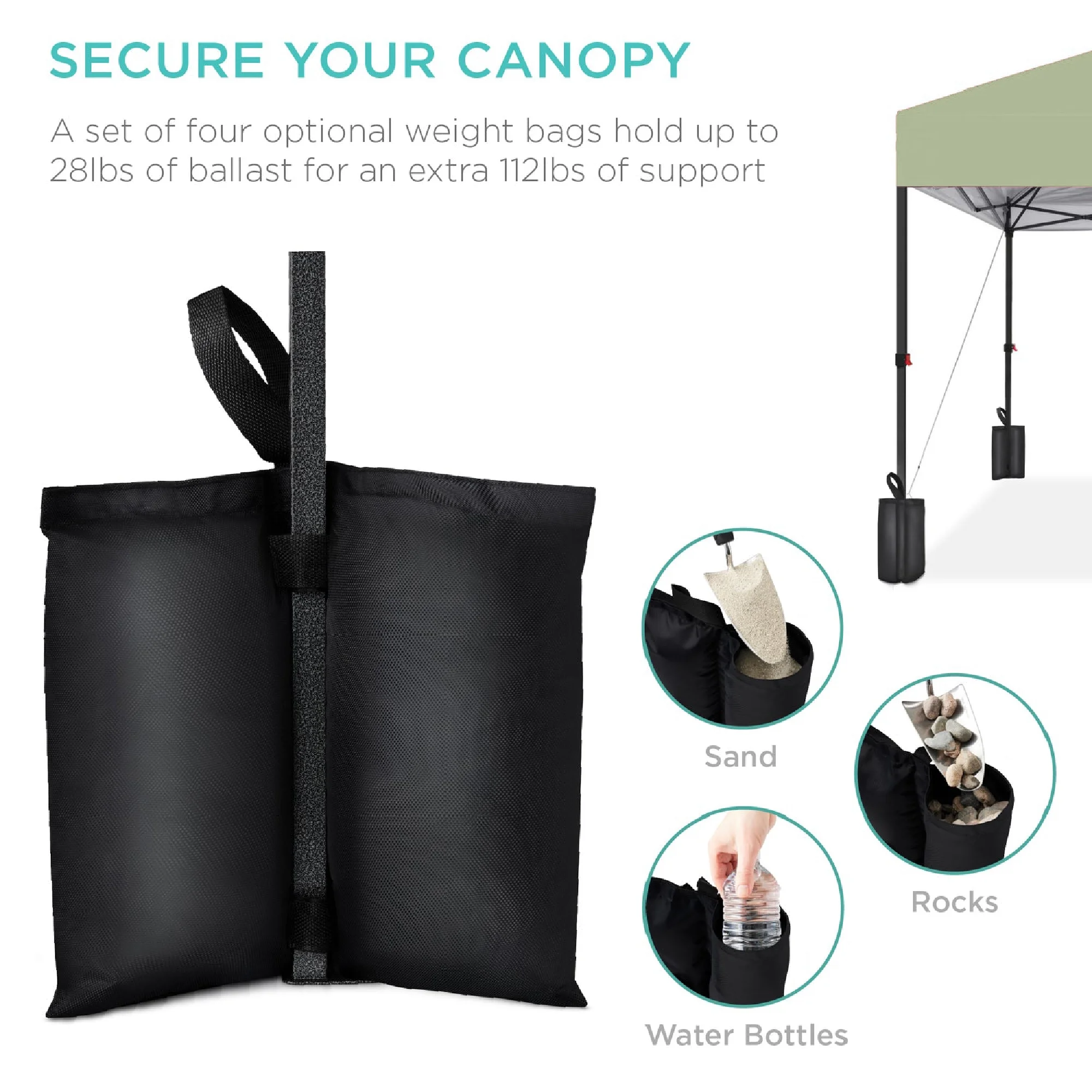 Best Choice Products 10x10ft Easy Setup Pop Up Canopy w/ 1-Button Setup, Wheeled Case, 4 Weight Bags - White - Image 142