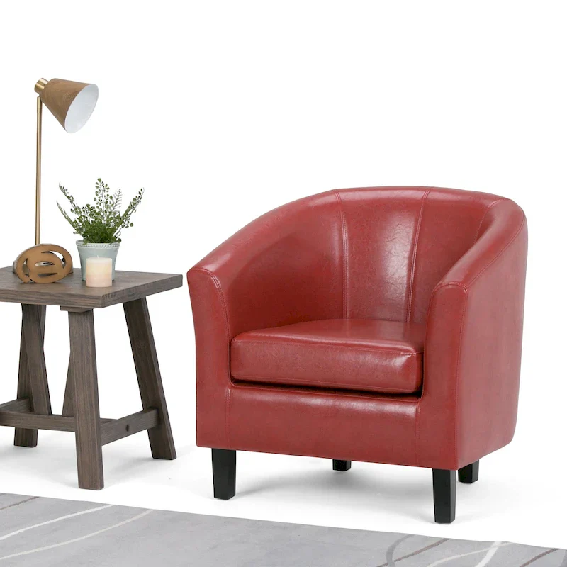 Modern Tub Accent Chair with Upholstered Seat and Wooden Legs